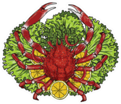 Spider Crab With Lemon And Vegetables On A Plate Sticker