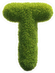Spiky Grass Font Letter T Sticker