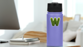 Spiky Grass Font Letter W Sticker on a Water Bottle (New) example