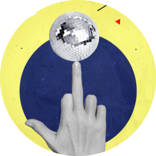 Spinning Middle Finger Disco Ball Sticker