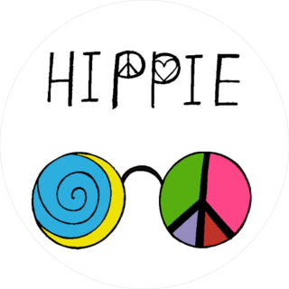 Spiral and Peace Sign Hippie Glasses Sticker