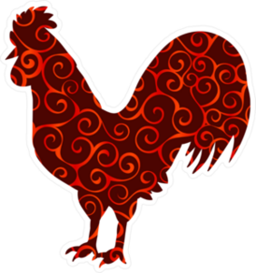 Spiral Pattern Rooster Sticker