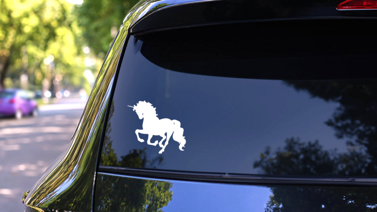 Spirited Unicorn Sticker on a Rear Car Window (New) example