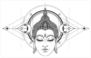 Spiritual Buddha Face Over Astronomy Sticker