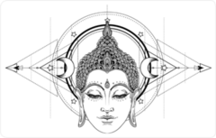 Spiritual Buddha Face Over Astronomy Sticker