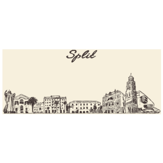 Split Skyline, Croatia, Hand Drawn Sticker