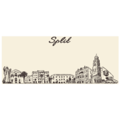 Split Skyline, Croatia, Hand Drawn Sticker