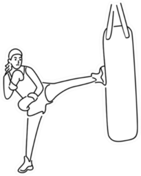 Sport Girl Exercise Training With Kneeling Boxing Sandbag Sticker