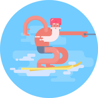 Sports Activity In Old Age Grandfather Water-ski Sticker