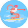 Sports Activity In Old Age Grandfather Water-ski Sticker