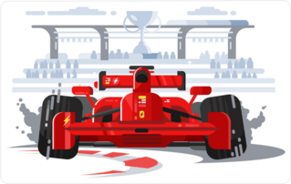 Sports Car In Race Sticker