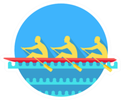 Sports Rowing Silhouette Icon Three Athletes Sticker