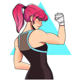 Sporty Fit Strong Pink Hair Anime Girl Sticker