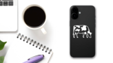Spotted Cow Sticker on a Phone (New) example