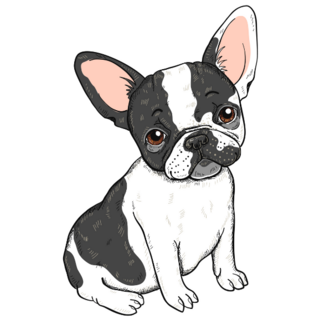 Spotted Frenchie Sitting Sticker