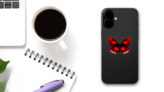 Spotted Red Butterfly Sticker on a Phone (New) example