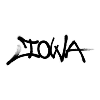Sprayed Iowa Font Graffiti Sticker
