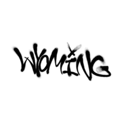 Sprayed Wyoming Font Graffiti Sticker