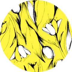 Spring Flower Pattern With Tulips Yellow Sticker