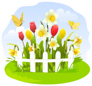 Spring Flowers In A Small Garden Sticker
