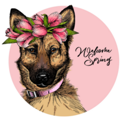Spring German Shepherd Sticker