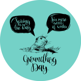 Spring Is On The Way Groundhog Day Teal Sticker