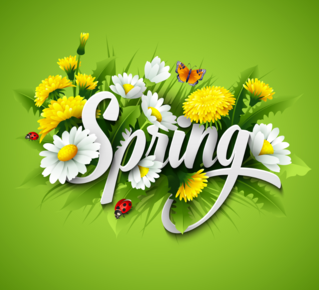 Spring Text With Flowers Stickers