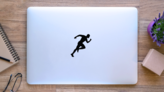 Sprinting Man Silhouette Running Sticker on a Laptop (New) example
