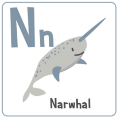 Square Alphabet Narwhal Sticker