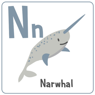 Square Alphabet Narwhal Sticker
