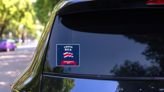 Square Banner Costa Rica Sticker on a Rear Car Window (New) example