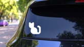 Square Cat Sticker on a Rear Car Window (New) example