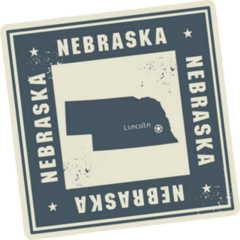 Square Grunge Rubber Stamp Nebraska Sticker