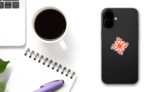 Square Tribal Flame Decoration Sticker on a Phone (New) example