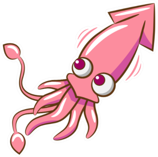 Squid Clipart Cartoon In Pink Sticker
