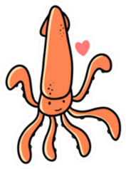 Squid Doodle And Heart Sticker