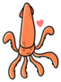 Squid Doodle And Heart Sticker