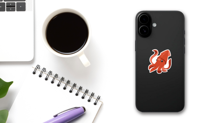 Squid Emoji Sticker on a Phone (New) example