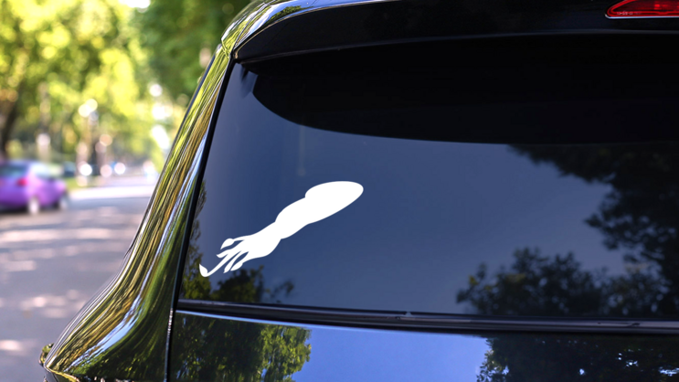 Squid Swiming Sticker on a Rear Car Window (New) example