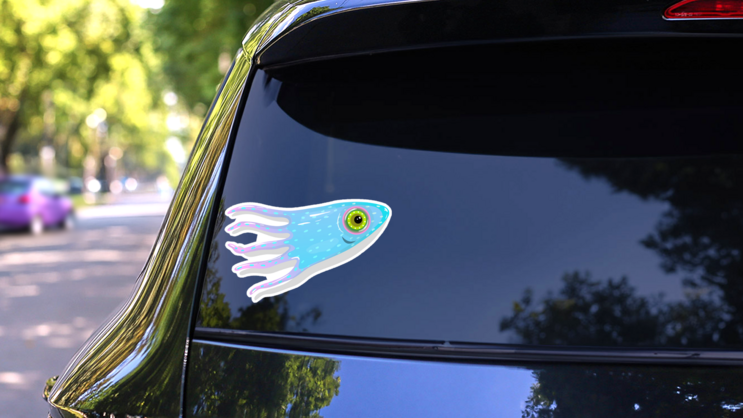Squid With Tentacles Isolated Sticker on a Rear Car Window (New) example