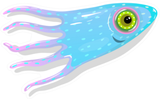 Squid With Tentacles Isolated Sticker