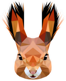 Squirrel Head With Fluffy Ears Low Poly Triangular Sticker