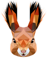 Squirrel Head With Fluffy Ears Low Poly Triangular Sticker