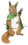 Squirrel In Cloak With Bow Illustration Sticker
