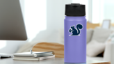 Squirrel Logo Design Navy Blue Sticker on a Water Bottle (New) example