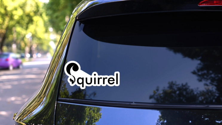 Squirrel Logo Lettering Design Sticker on a Rear Car Window (New) example