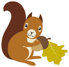 Squirrel With Acorn And Oak Leaf Sticker