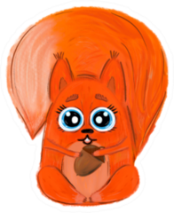 Squirrel With Acorn Clip Art Sticker