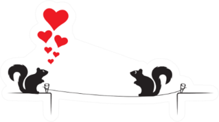 Squirrels Silhouettes On Wire In Love Sticker