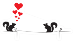 Squirrels Silhouettes On Wire In Love Sticker